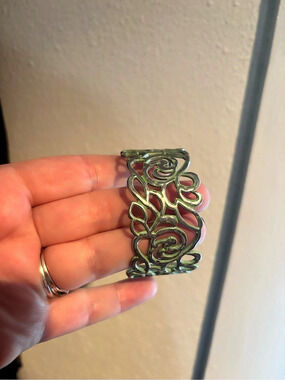 Silver-Tone Filigree Cuff Bracelet Like New